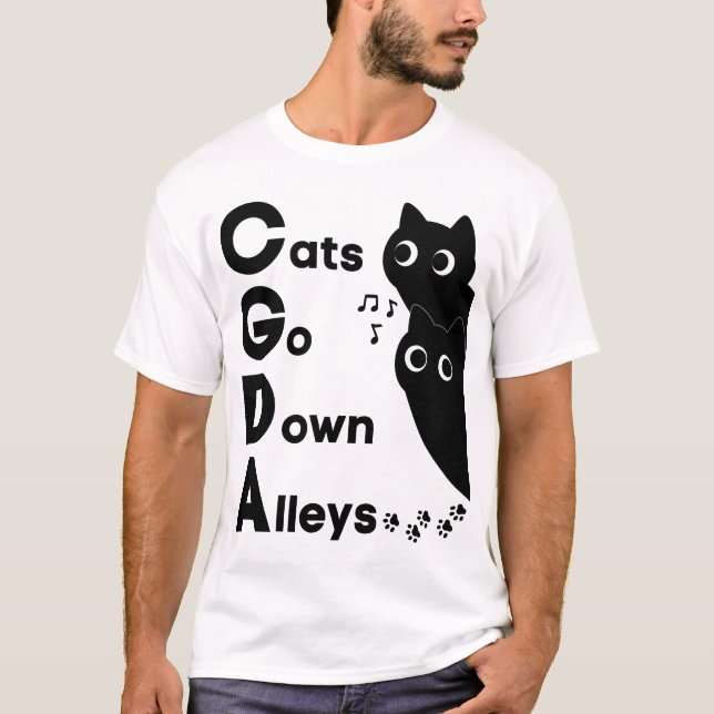 Katter går neråt gränder CGDA Musikteori T Shirt (Framsida)