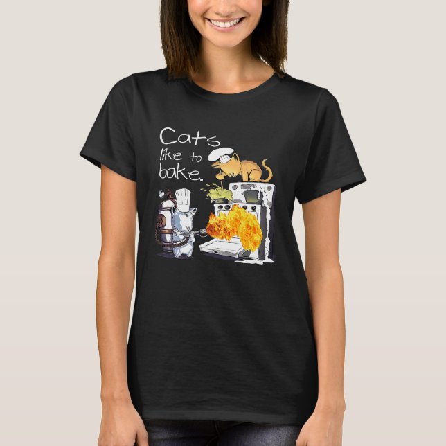 Katter gillar att baka   T-shirt (Framsida)