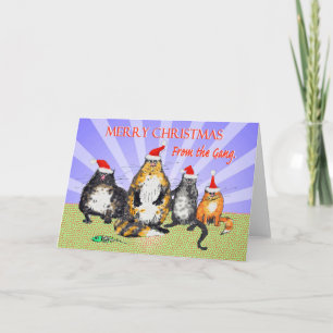 Katter god jul från ligan, humor helgkort