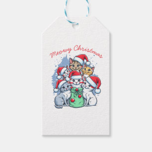 Katter God Jul, Meowy Jul, Roligt Present Presentetikett