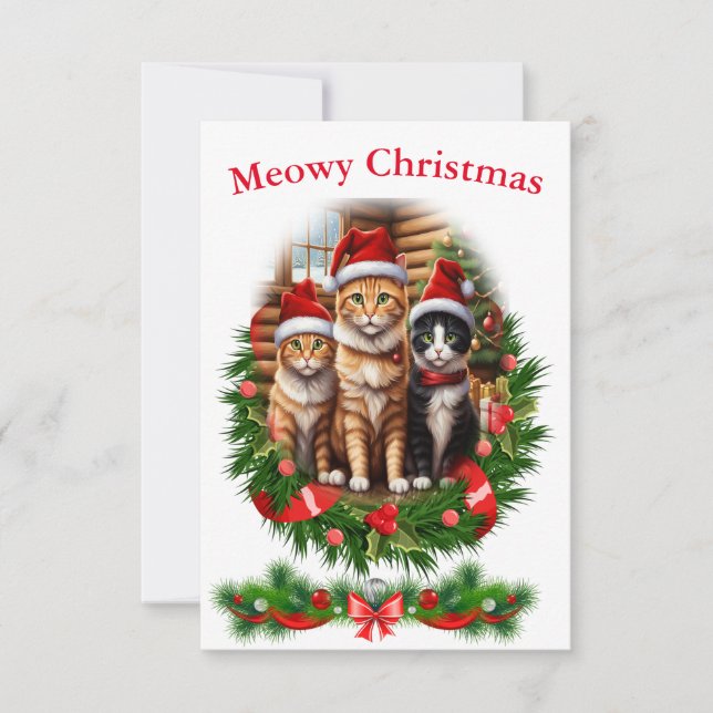 Katter God jul semester Djur Inbjudningar (Framsida)