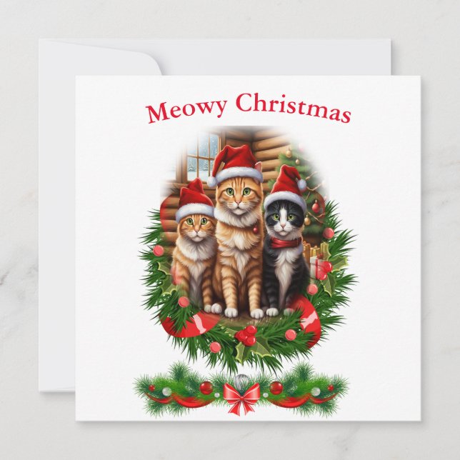 Katter God jul semester Djur Inbjudningar (Framsida)