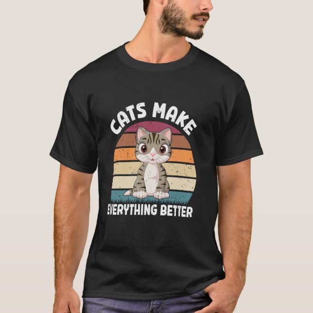 Katter Gör Allt Bättre Kattmamma T Shirt (Framsida)