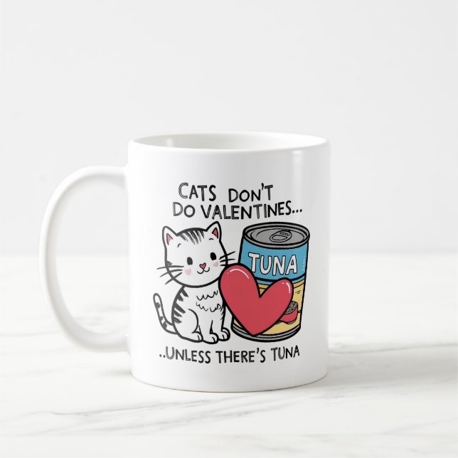 Katter gör inga Valentineser... Kitten Kärlek Tuna Kaffemugg (Vänster)
