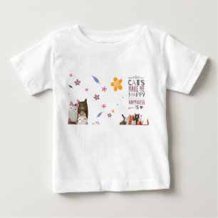 "Katter Gör Mig Glad" Baby T-Shirt   Söt Tecknad F