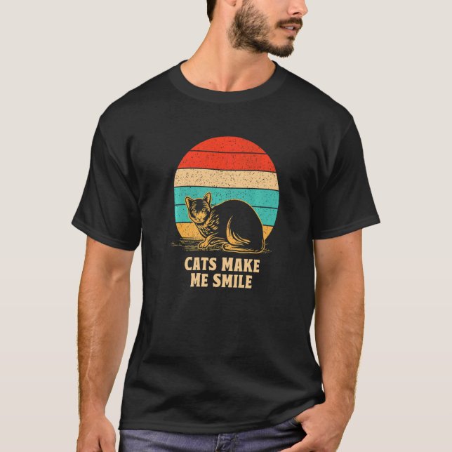 Katter gör mig till Smile Motiverande citat Cat Ma T Shirt (Framsida)