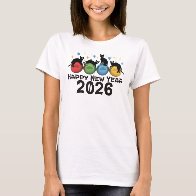 Katter Gott nytt år 2026 T Shirt (Framsida)