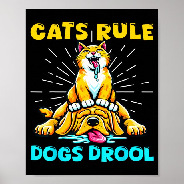 Katter härskar hundar dreglar katt mamma hund papp poster (Framsidan)