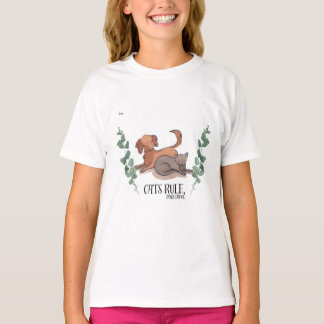 Katter härskar hundar sabbar Rolig T-shirt för dju