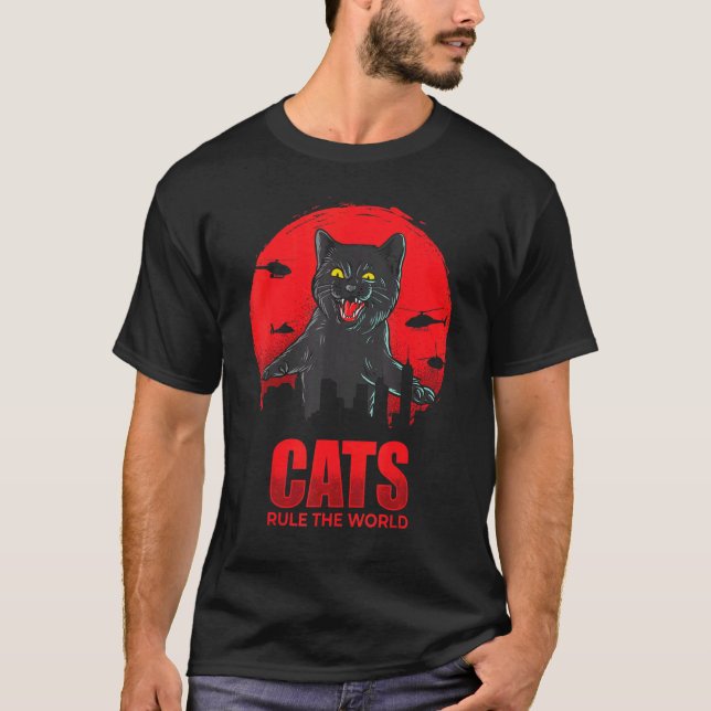 Katter härskar världen t shirt (Framsida)