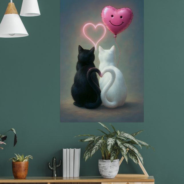 Katter - hjärtans dagskort med Rosa Helgdag Heart Poster (Vardagsrum 1)