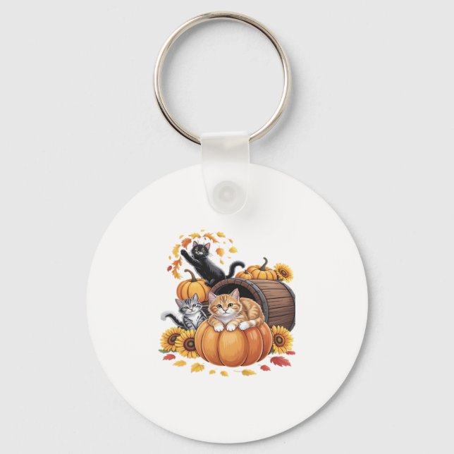 Katter Höst Höst Pumpa Tacksgiving Solros C Nyckelring (Framsida)