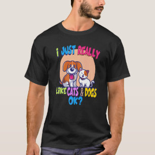 Katter Hundar Jag Gillar Bara Verkligen Katter Hu T Shirt
