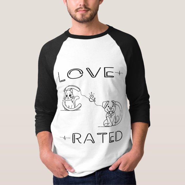 Katter & Hundar, Kärlek Rankad T Shirt (Framsida)