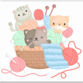 Katter i Basket-märket Klistermärken