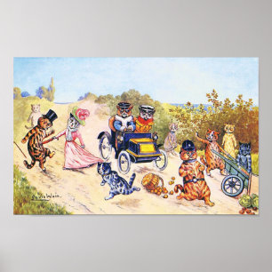 Katter i bil, Louis Wain Poster