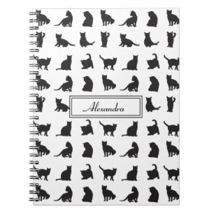 Katter i Black Silhouette med Monogram från förs Anteckningsbok