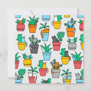 Katter i blomkrukor inbjudningar