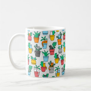 Katter i blomkrukor kaffemugg