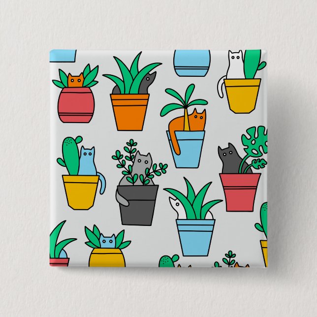 Katter i blomkrukor knapp (Framsida)