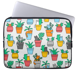 Katter i blomkrukor laptop fodral