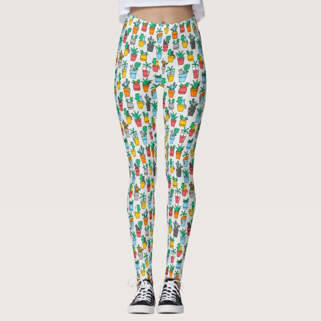 Katter i blomkrukor leggings (Framsida)