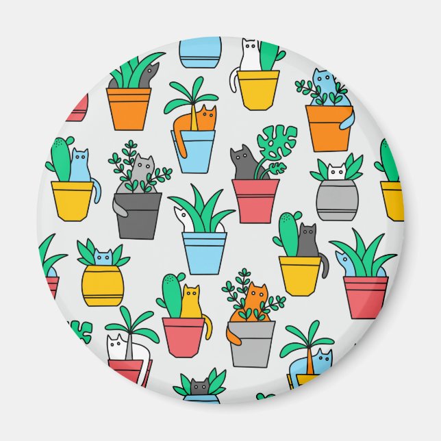 Katter i blomkrukor magnet (Framsidan)