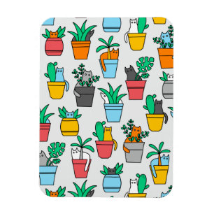 Katter i blomkrukor magnet