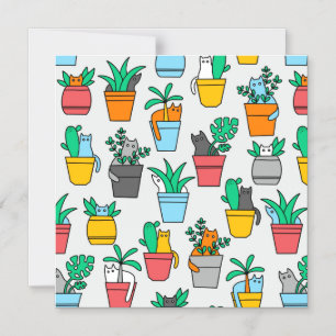 Katter i blomkrukor magnetisk inbjudningskort