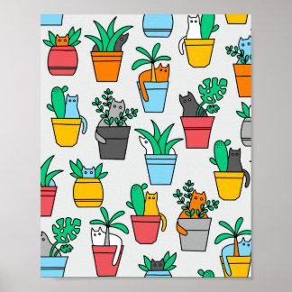 Katter i blomkrukor poster