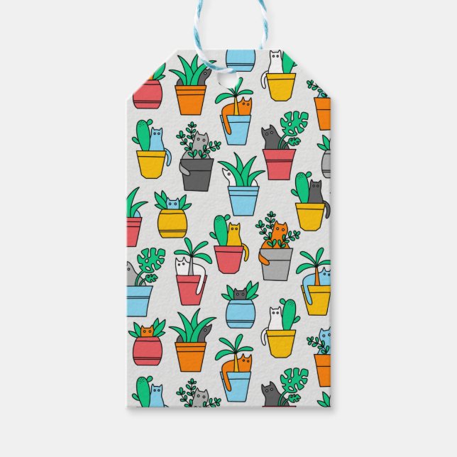 Katter i blomkrukor presentetikett (Framsidan)