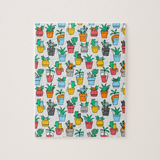 Katter i blomkrukor pussel (Vertikal)