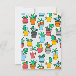 Katter i blomkrukor tack kort