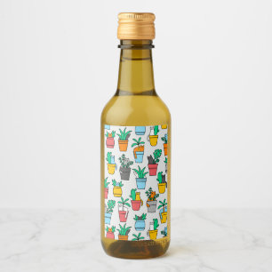 Katter i blomkrukor vinetikett