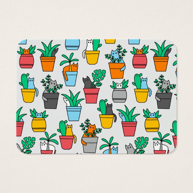 Katter i blomkrukor visitkort (Framsidan)