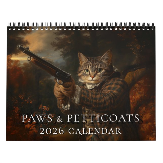Katter i den gamla huvudmålningen 2026 i väggkalen kalender (Omslag)