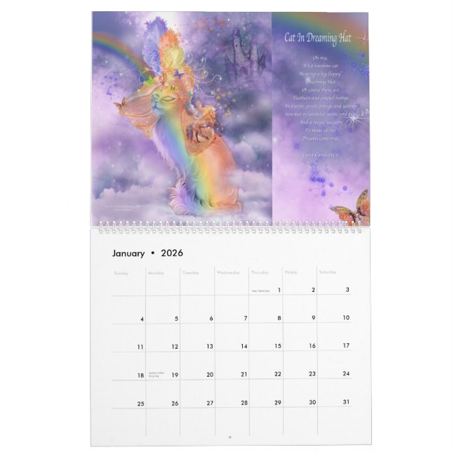 Katter i den utsmyckade hattkonstkalendern 2015 kalender (Jan 2026)