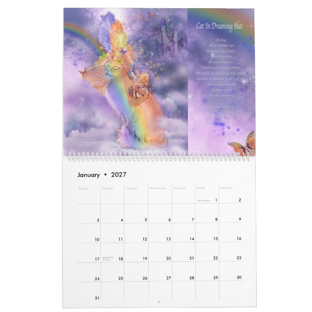 Katter i den utsmyckade hattkonstkalendern 2015 kalender (Jan 2027)