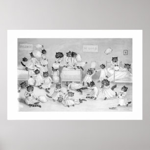 Katter i Dormitory av Louis Wain - Poster