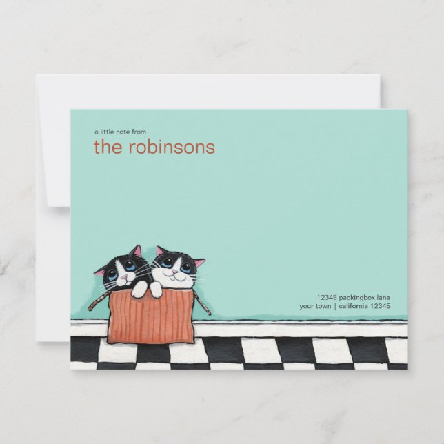 Katter i en förpackning | Platt anteckningskort (Framsida)