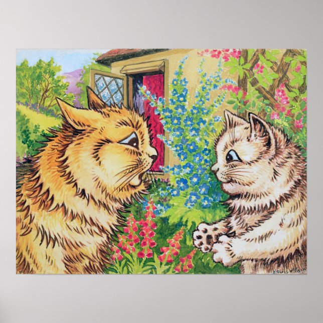 Katter i en trädgård, Louis Wain Poster (Framsidan)
