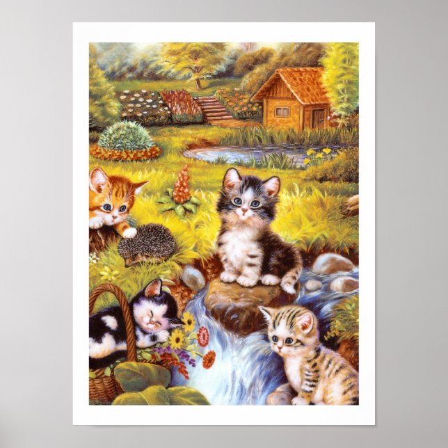 Katter i en trädgård poster (Framsidan)