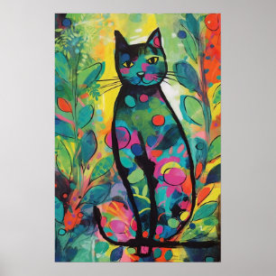 Katter i färgade Abstrakt Jungle Poster