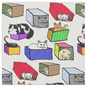 Katter i färgrikt boxas tyg