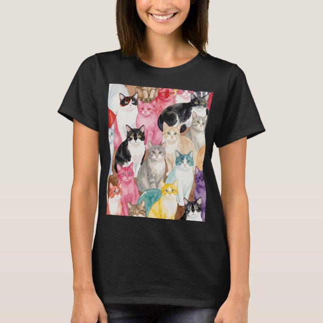 Katter i Flerfärg T Shirt (Framsida)