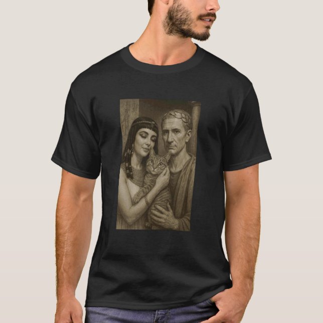 Katter I Forntiden Vördade Cleopatra Caesar Katt T Shirt (Framsida)