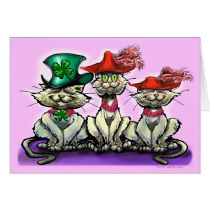 Katter i Funny Hats Hälsningskort