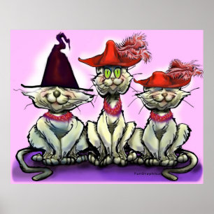 Katter i Funny Hats Poster