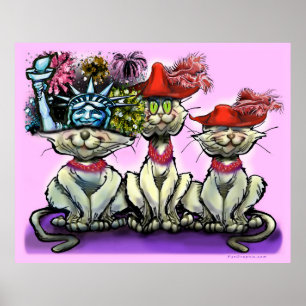 Katter i Funny Hats Poster