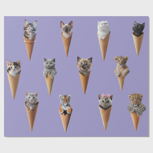 Katter i glasskoner presentpapper (Platt)